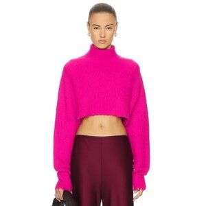 LAPOINTE hot pink cropped cashmere silk sweater size M